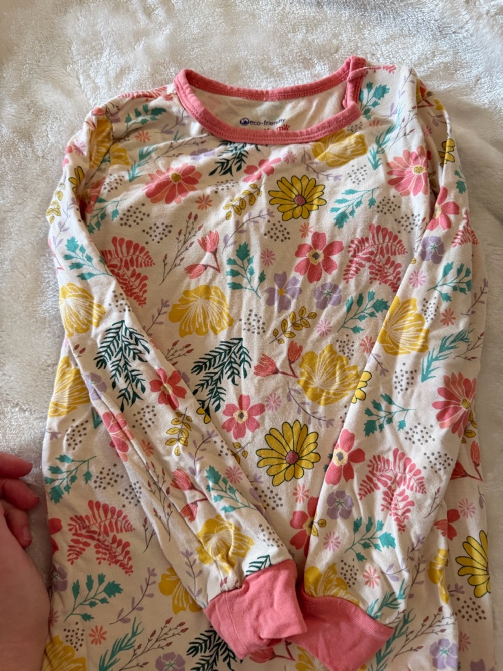 Magnetic Me Floral Long Sleeve Pajama Set - Pink, Yellow, Green - Picture 3 of 8